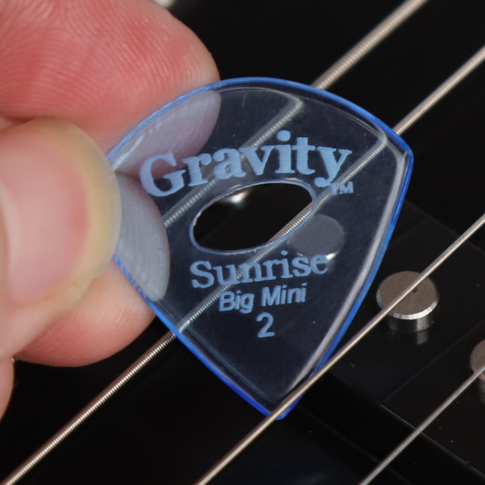 Gravity グラビティ Sunrise big mini ギターピック GSUB2PE  blue 楕円穴デザイン 滑り止め耐久性 1枚入り
