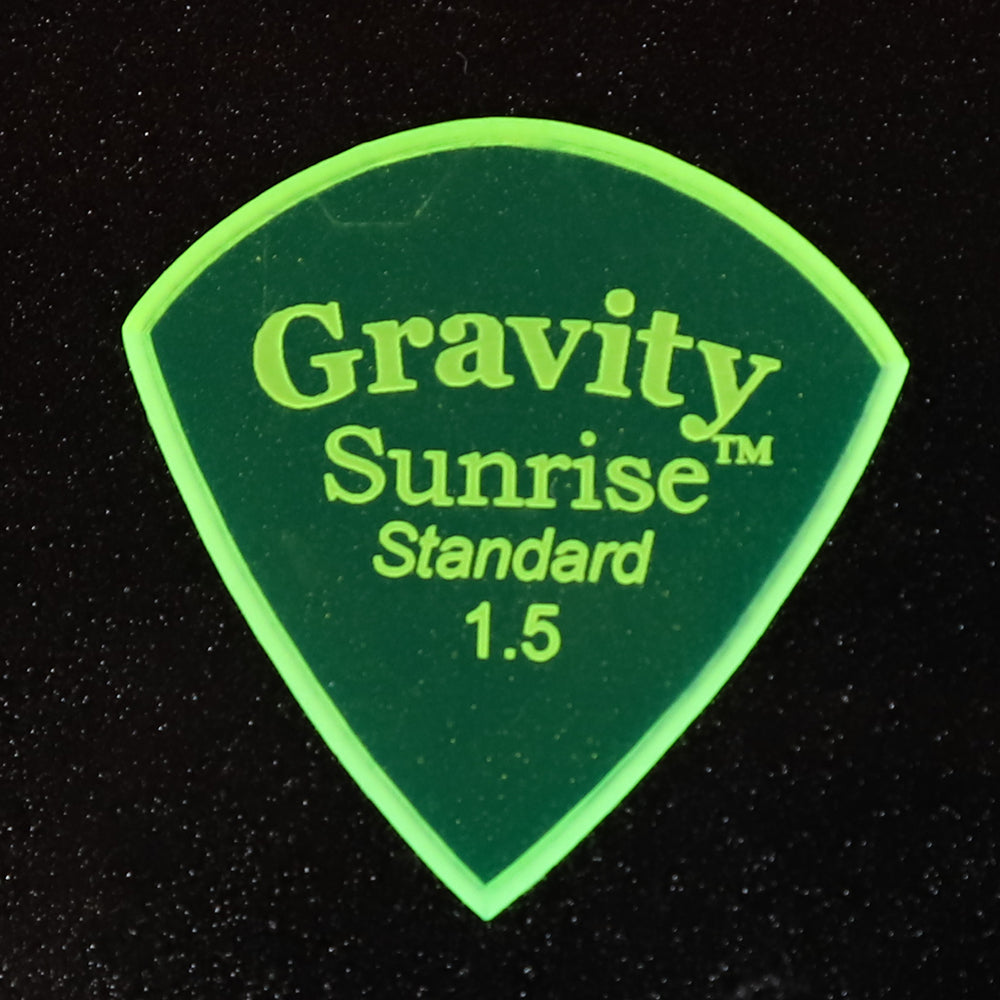 Gravity グラビティ Sunrise Standard ギターピック GSUS15M  fluorescent green滑り止め耐久性 1枚入り