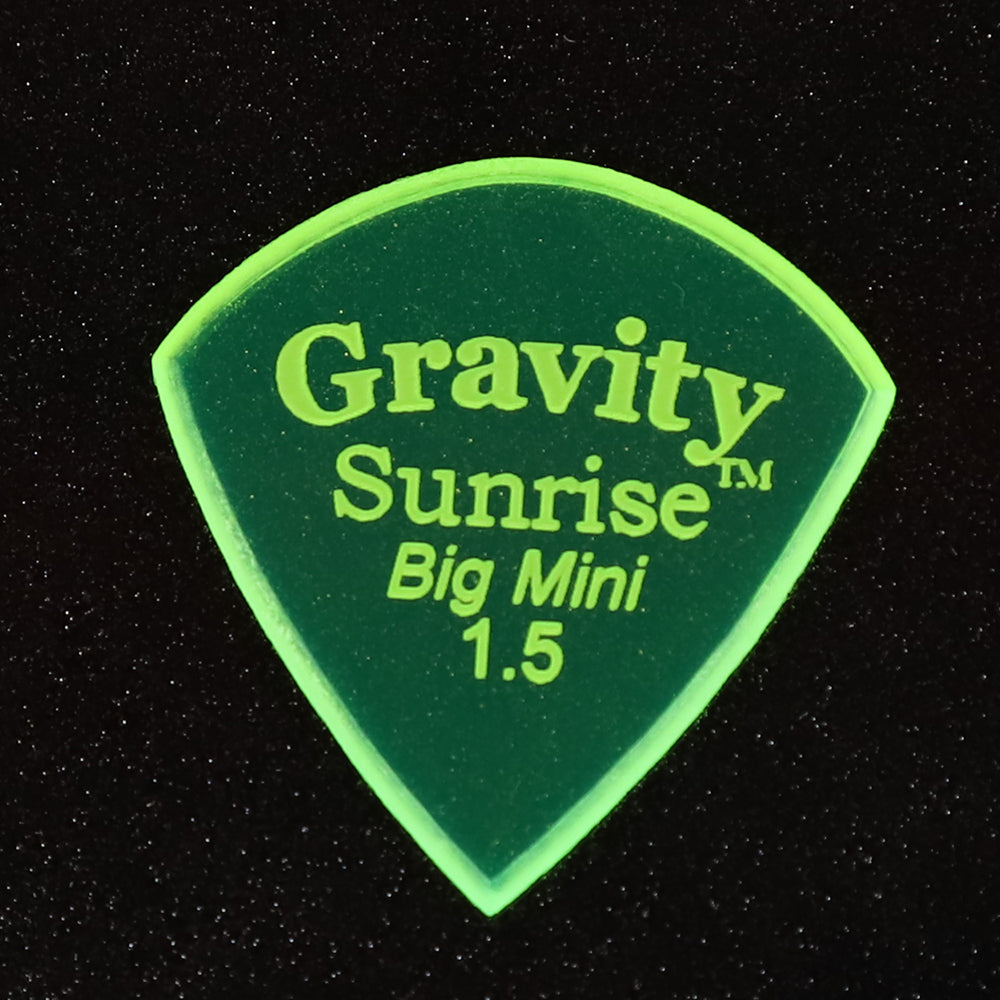 Gravity グラビティ Sunrise big mini ギターピック GSUB15M 滑り止め耐久性 fluorescent green 1枚入り