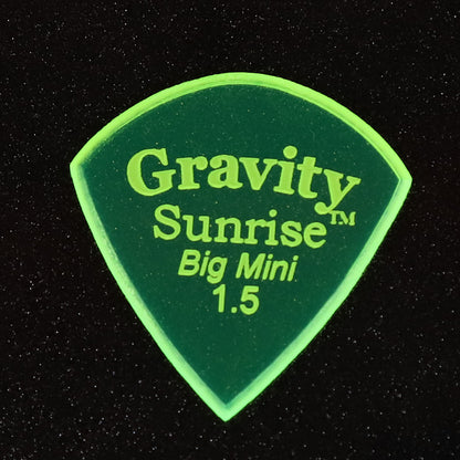 Gravity グラビティ Sunrise big mini ギターピック GSUB15M 滑り止め耐久性 fluorescent green 1枚入り