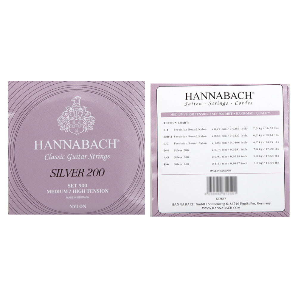HANNABACH ハナバッハ  銀メッキクラシックギター弦 900MLT 900MHT ミディアム ローテンション ミディアム ハイテンション ナイロン弦 ドイツ製