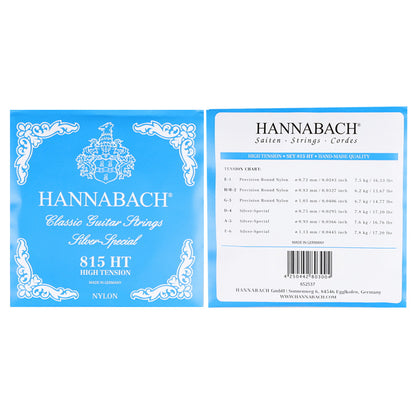 HANNABACH ハナバッハ 銀メッキ巻きクラシックギター弦 ナイロンセット弦 単品弦 ハーフセットクラシック 815シリーズ ミディアムテンション ハイテンション ナイロン弦 ドイツ製