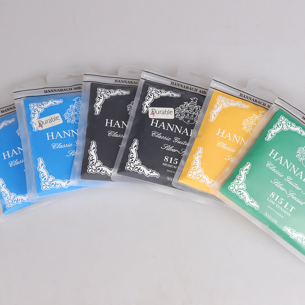 HANNABACH ハナバッハ 銀メッキ巻きクラシックギター弦 ナイロンセット弦 単品弦 ハーフセットクラシック 815シリーズ ミディアムテンション ハイテンション ナイロン弦 ドイツ製