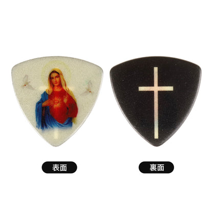 KIZAI 聖母と十字架デザイン 1.0mm トライアングル形 ギターピック 1枚入