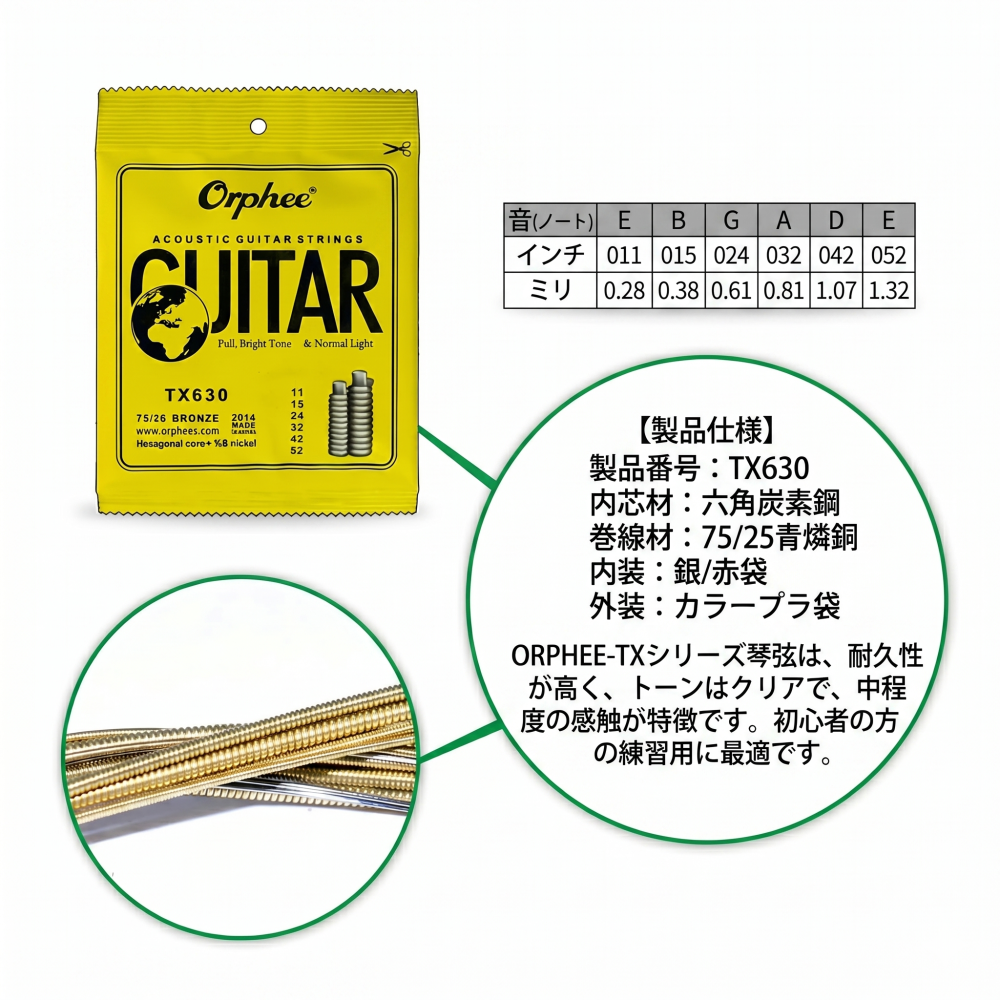 Orphee オルフェ アコギ弦 TX-◯◯