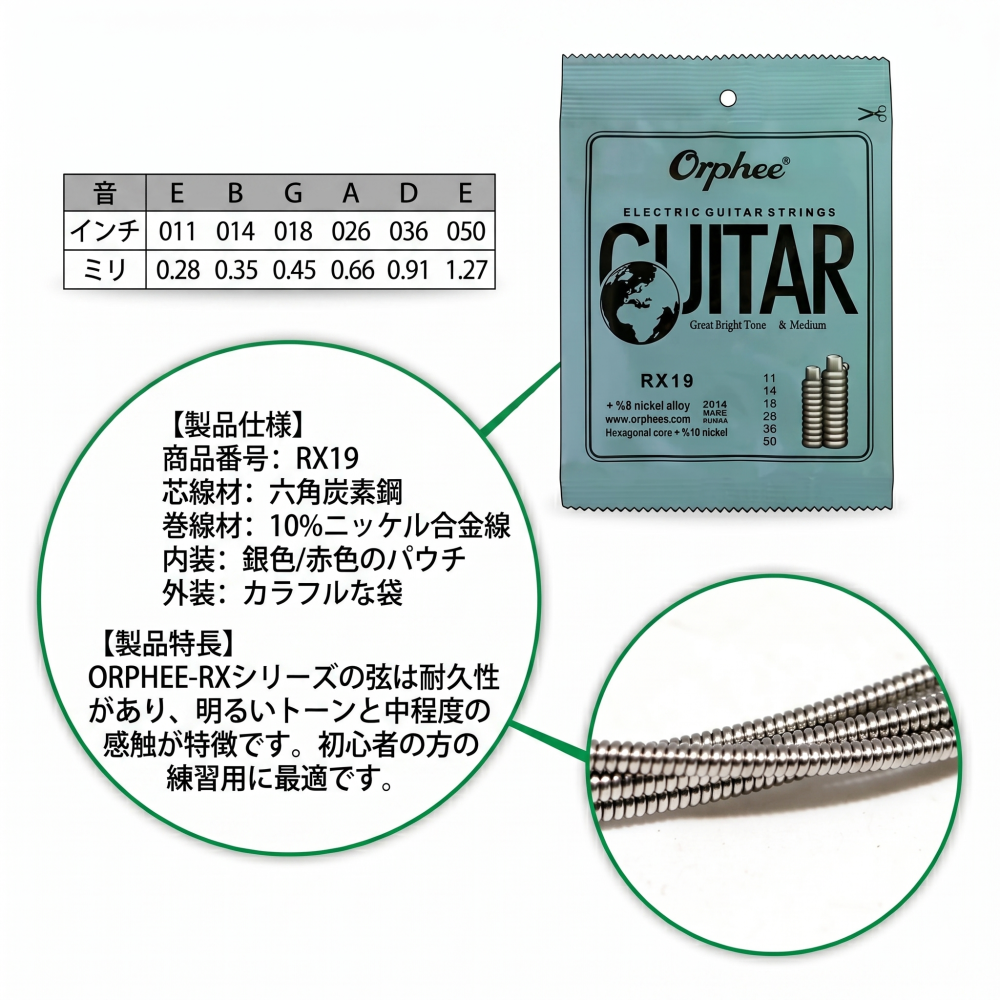 Orphee オルフェ エレキギター弦 RX-◯◯