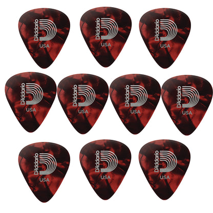 D'addario ダダリオ 赤色セルロイドギターピック 4種類の厚さ 1CRP2/4/6/7 10枚入り