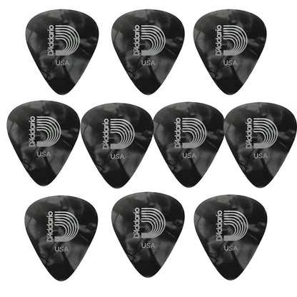 D'addario ダダリオ ブラックセルロイドギターピック 4種類の厚さ 1CBKP2/4/6/7 10枚入り