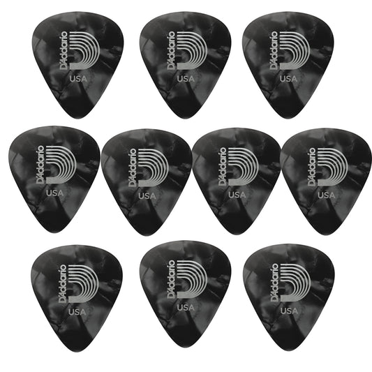 D'addario ダダリオ ブラックセルロイドギターピック 4種類の厚さ 1CBKP2/4/6/7 10枚入り