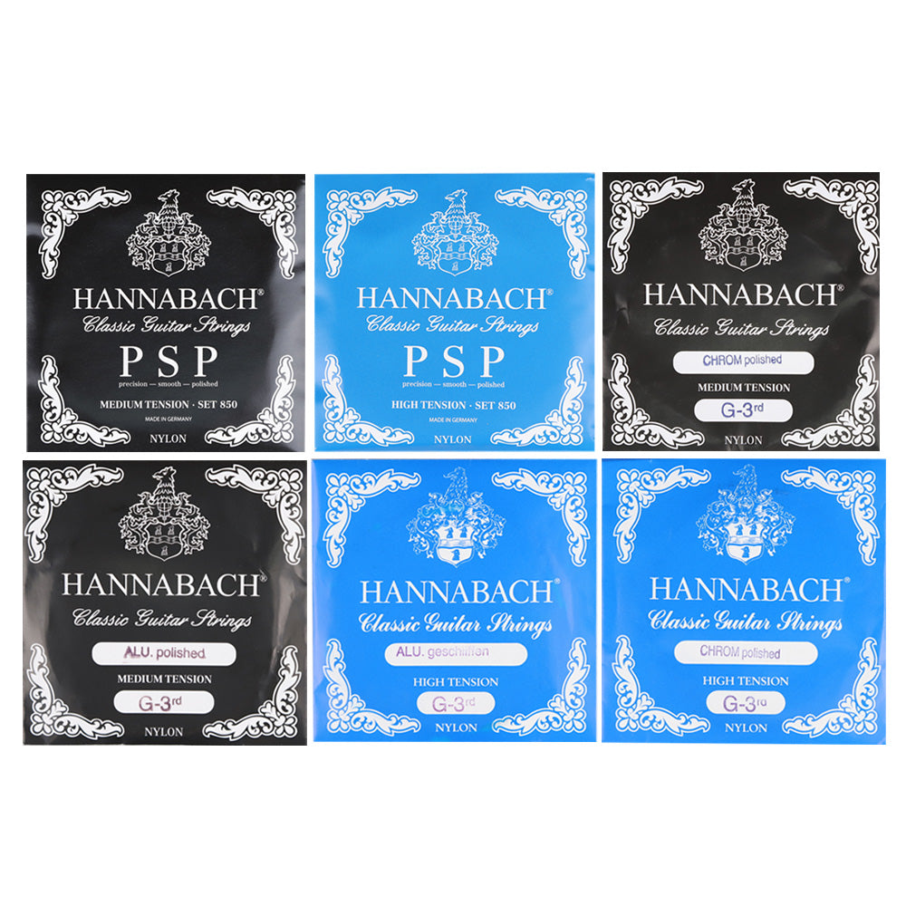 HANNABACH ハナバッハ  クラシックギター弦 単品弦 850シリーズ PSP加工の巻弦 ミディアムテンション ハイテンション ナイロン弦 ドイツ製