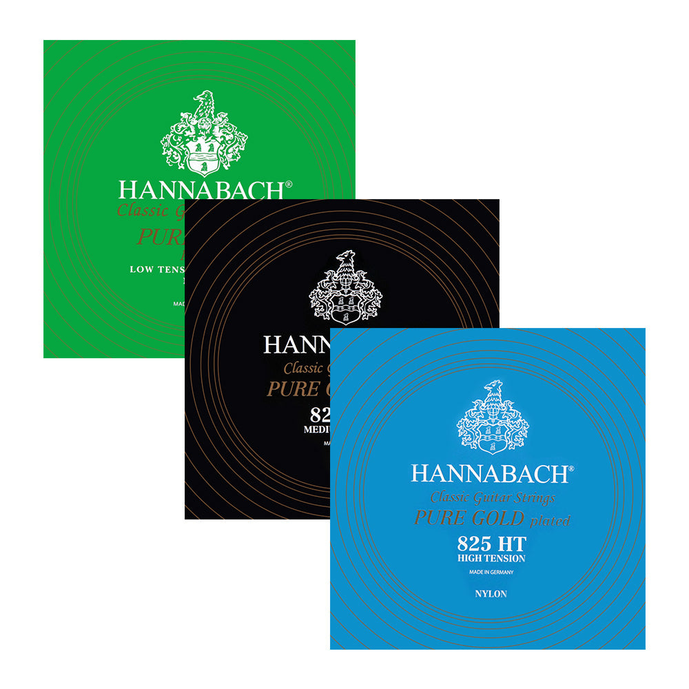 HANNABACH ハナバッハ  金メッキ巻きクラシックギター弦 825シリーズ ローテンション ミディアムテンション ハイテンション ナイロン弦 ドイツ製