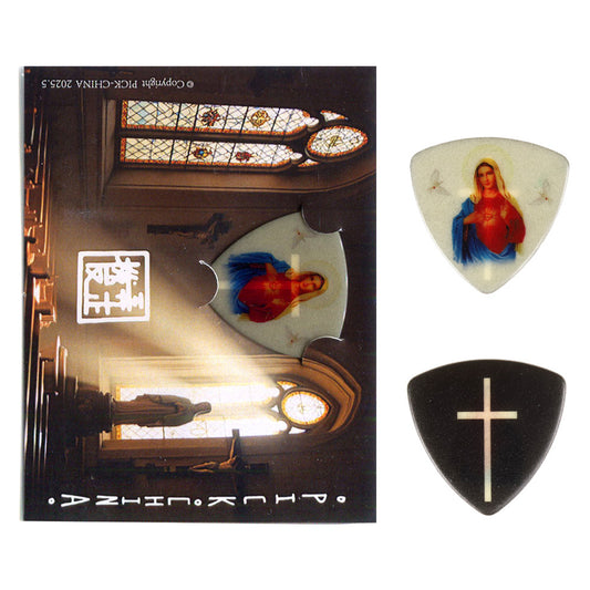 KIZAI 聖母と十字架デザイン 1.0mm トライアングル形 ギターピック 1枚入