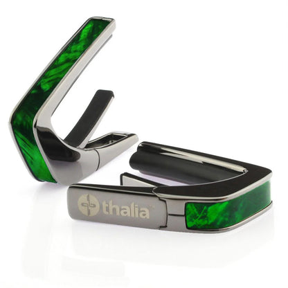 Thalia Capos サリア ギターカポタスト  Black Chrome w/Green Angel Wing Inlay TH-CB200-GW