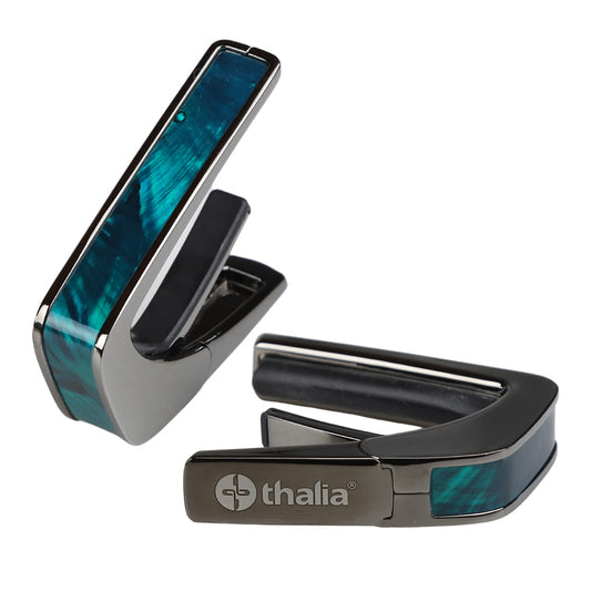 Thalia Capos ギターカポタスト  Black Chrome  w/Teal Angel Wing Inlay  TH-CB200-TW