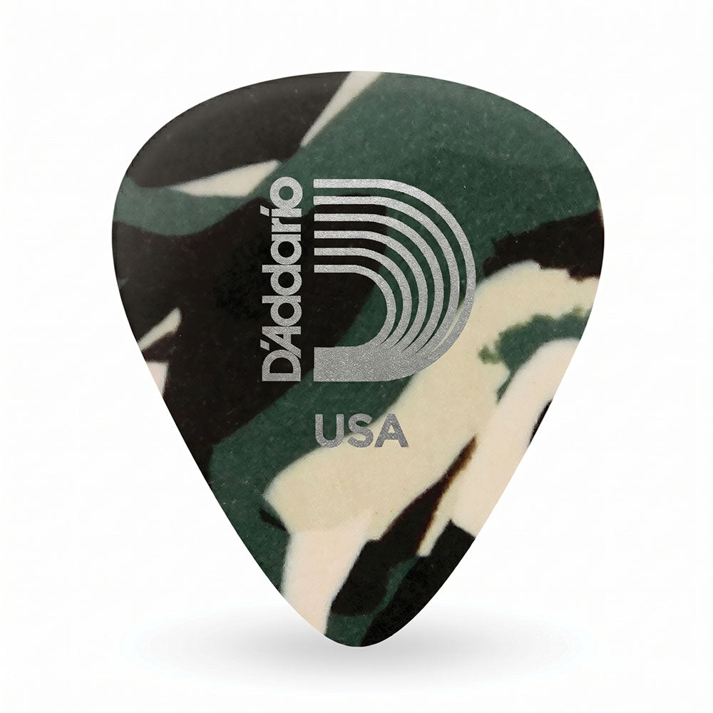 D'addario 迷彩セルロイドピック 4種類の厚さ 1CCF2/4/6/7 1枚入り