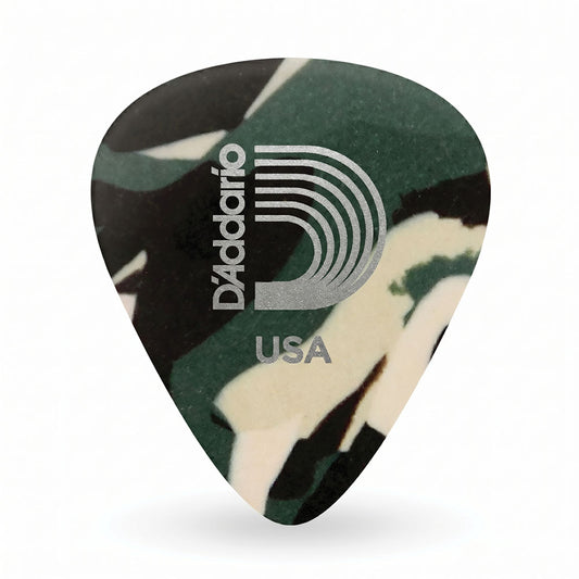 D'addario 迷彩セルロイドピック 4種類の厚さ 1CCF2/4/6/7 1枚入り