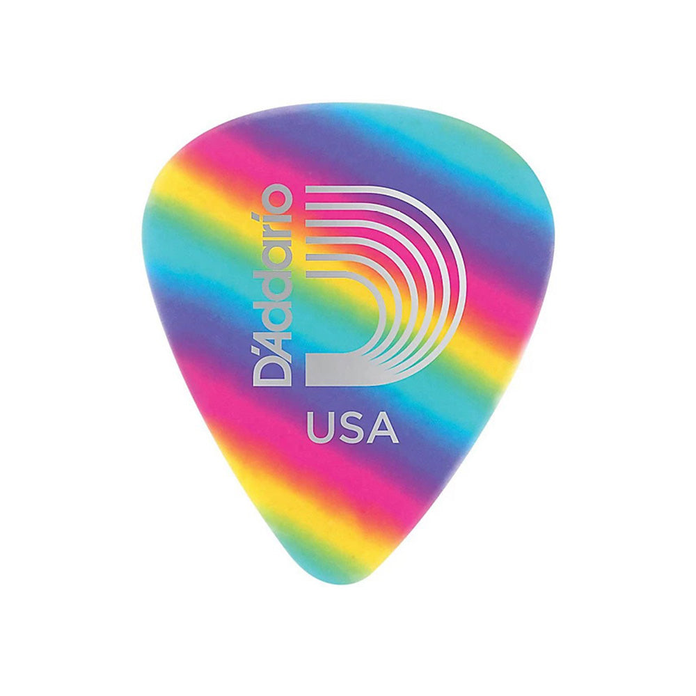 D'Addario Classic Celluloid Rainbow ギターピック ティアドロップ 1枚入り セルロイド製