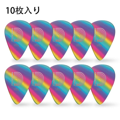 D'Addario Classic Celluloid Rainbow ギターピック ティアドロップ 10枚入り セルロイド製