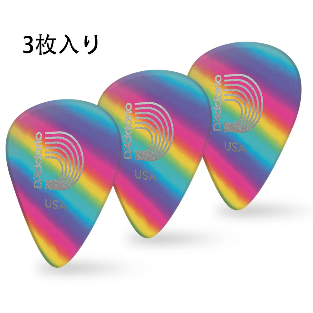 D'Addario Classic Celluloid Rainbow ギターピック ティアドロップ 3枚入り セルロイド製