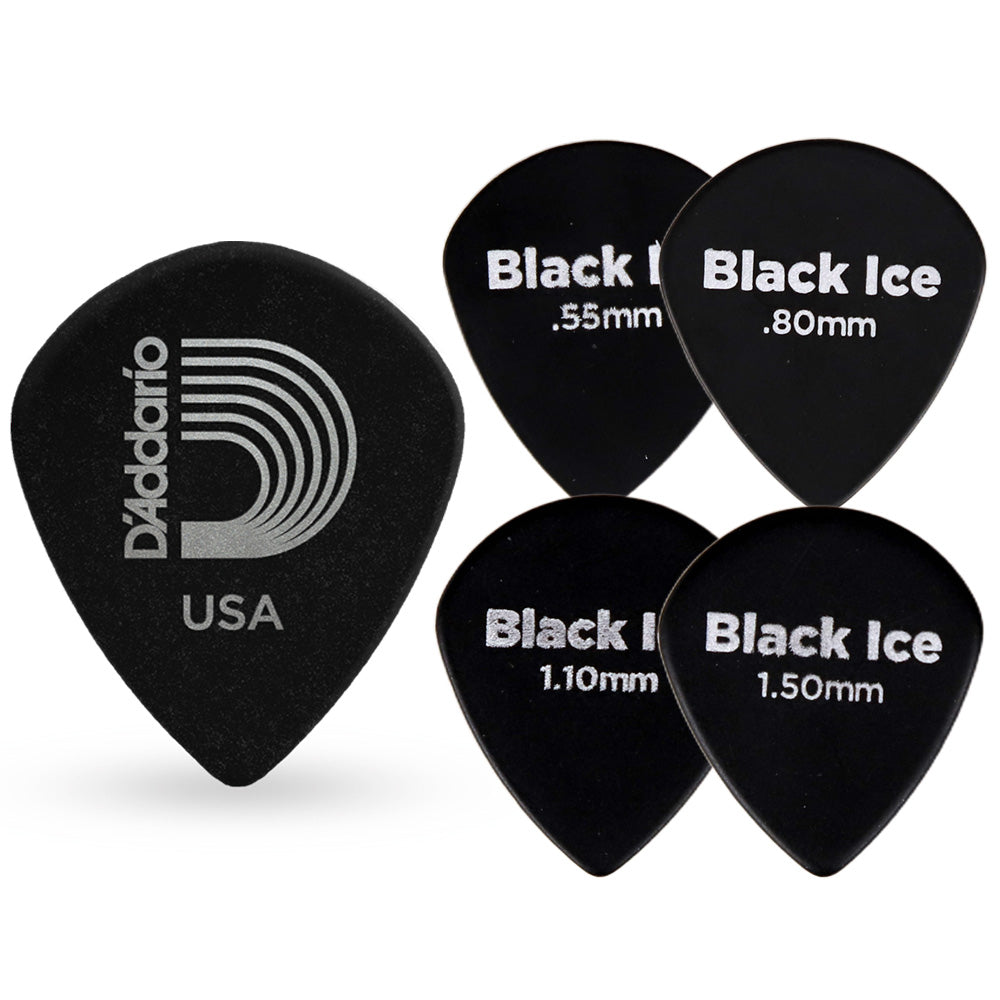 D'Addario Black Ice Jazzギターピック 1枚入り ジャズタイプ Delrin製