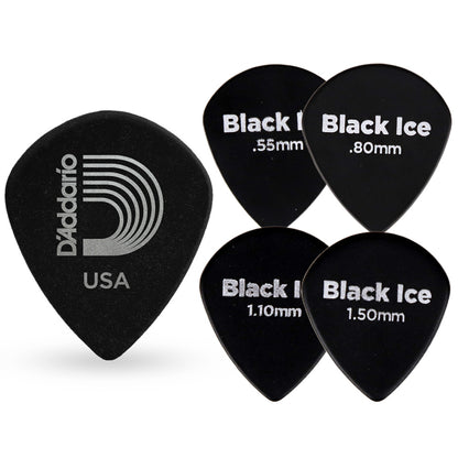 D'Addario Black Ice Jazzギターピック 1枚入り ジャズタイプ Delrin製