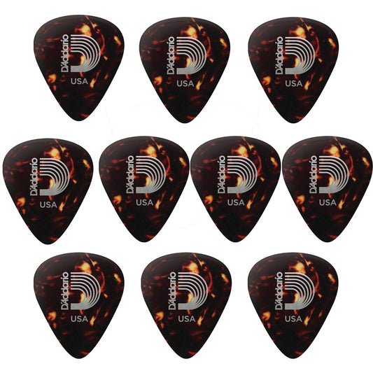 D'addario ダダリオ べっ甲柄セルロイドギターピック 4つの厚さ 1CSH2/4/6/7 10枚入り