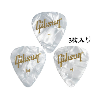 Gibson Pearloid White Celluloid ギターピック APRW12-74  3枚入り