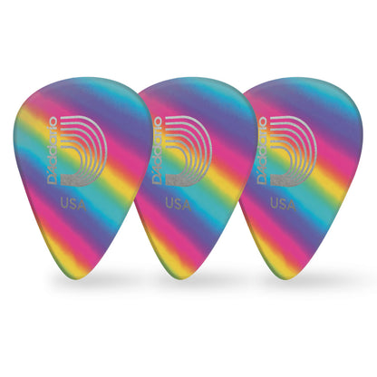 D'Addario Classic Celluloid Rainbow ギターピック ティアドロップ 3枚入り セルロイド製
