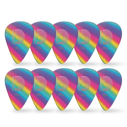 D'Addario Classic Celluloid Rainbow ギターピック ティアドロップ 10枚入り セルロイド製